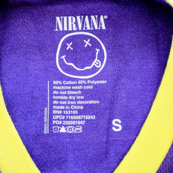Nirvana In Utero "91" Purple Soccer Jersey Size S Kurt Cobain Grunge Wear NWT - Picture 7 of 9